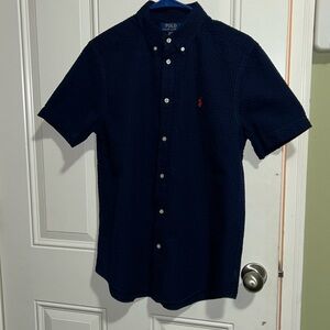 Kids Ralph Lauren Botton Shirt in Navy Blue.